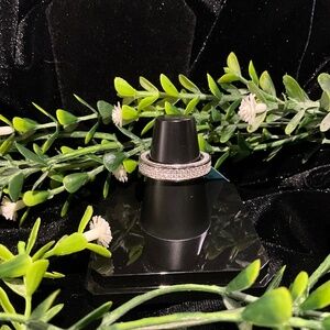 Iced Out Eternity Band Pave Moissanite Sterling Silver Sz 9